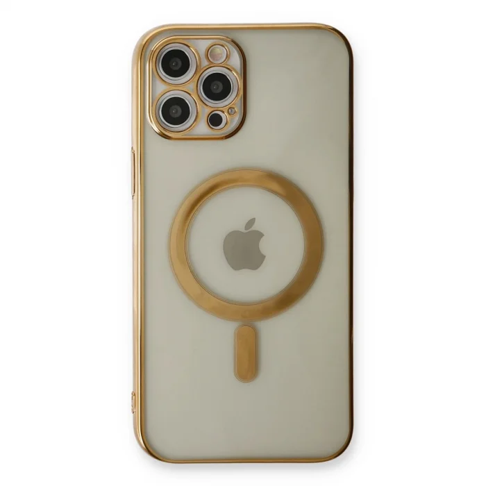 BUĞZ İphone 12 Pro Kılıf Magneticsafe Lazer Silikon - Gold
