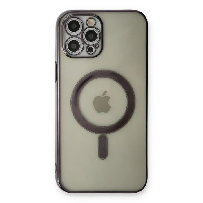 BUĞZ İphone 12 Pro Kılıf Magneticsafe Lazer Silikon - Siyah