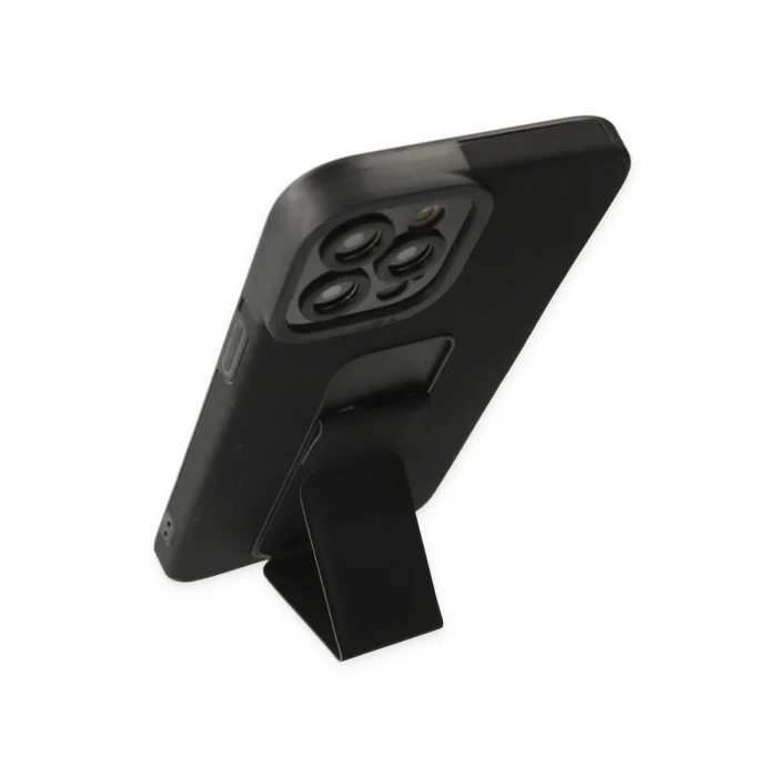 BUĞZ İphone 12 Pro Kılıf Mega Standlı Silikon - Siyah