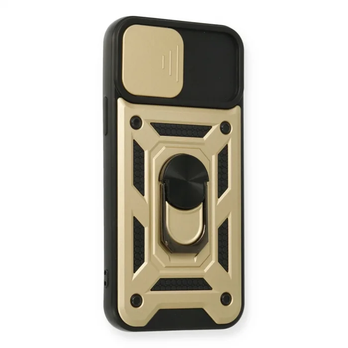 BUĞZ İphone 12 Pro Kılıf Pars Lens Yüzüklü Silikon - Gold