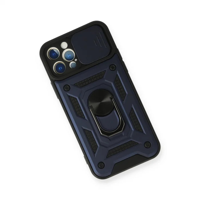 BUĞZ İphone 12 Pro Kılıf Pars Lens Yüzüklü Silikon - Lacivert