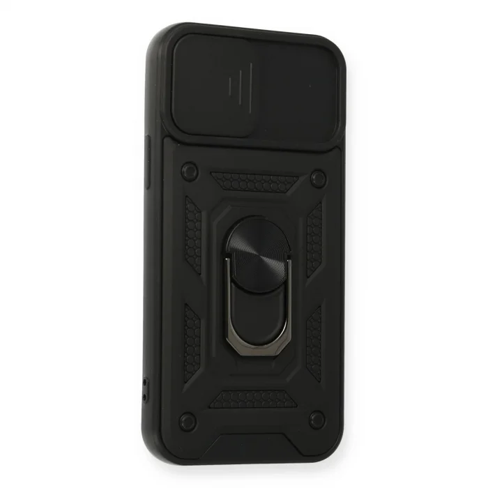 BUĞZ İphone 12 Pro Kılıf Pars Lens Yüzüklü Silikon - Siyah