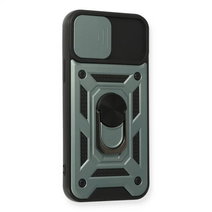 BUĞZ İphone 12 Pro Kılıf Pars Lens Yüzüklü Silikon - Yeşil