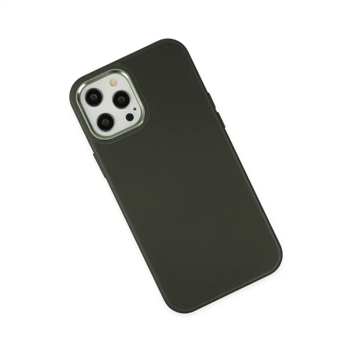 BUĞZ İphone 12 Pro Max Kılıf Asya Deri Silikon - Koyu Yeşil