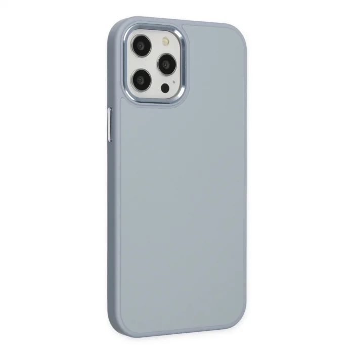 BUĞZ İphone 12 Pro Max Kılıf Asya Deri Silikon - Sierra Blue