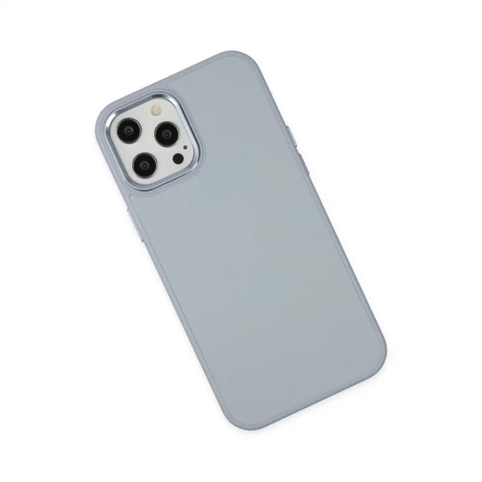 BUĞZ İphone 12 Pro Max Kılıf Asya Deri Silikon - Sierra Blue