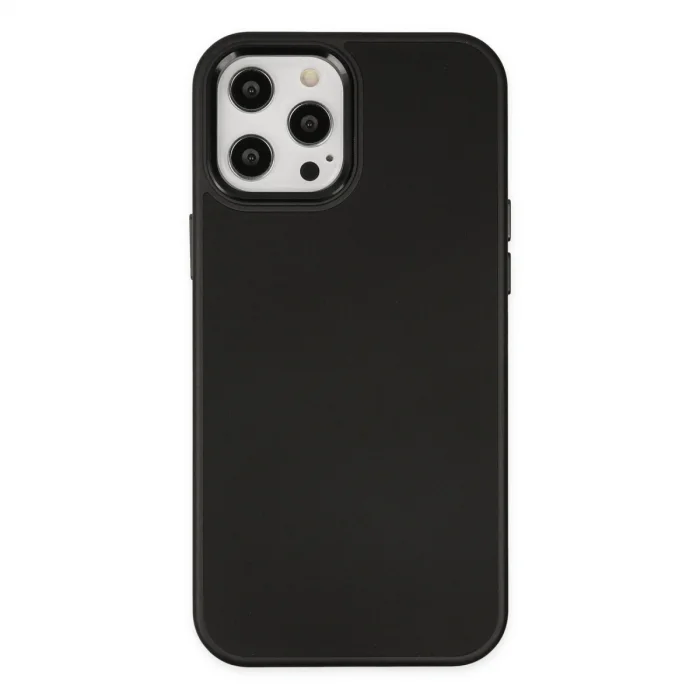 BUĞZ İphone 12 Pro Max Kılıf Asya Deri Silikon - Siyah