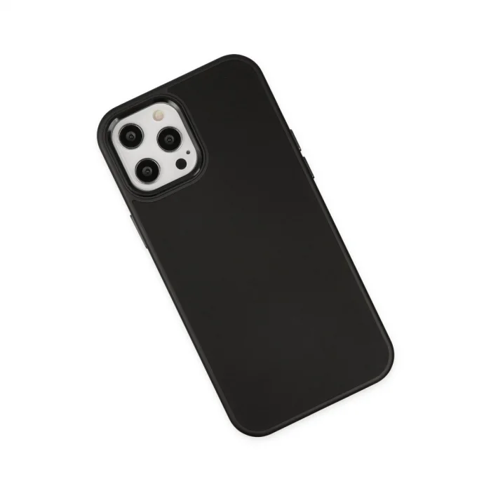 BUĞZ İphone 12 Pro Max Kılıf Asya Deri Silikon - Siyah