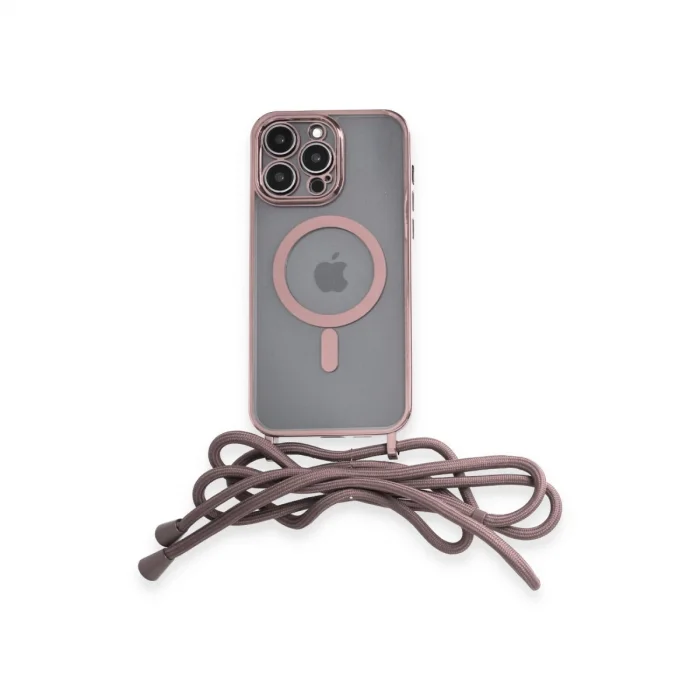 BUĞZ İphone 12 Pro Max Kılıf Divo Lazer Askılı Magsafe Kapak - Pembe