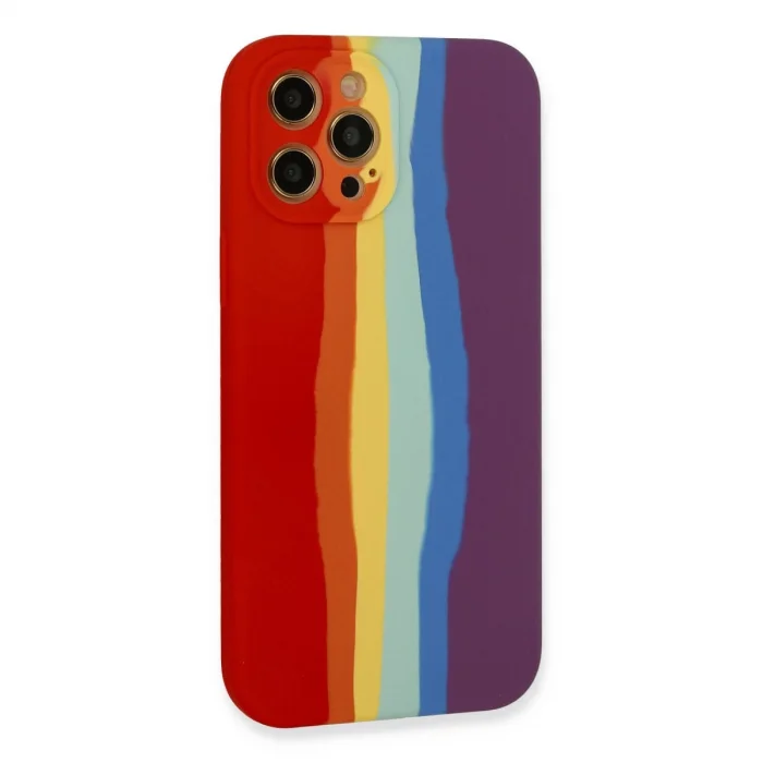 BUĞZ İphone 12 Pro Max Kılıf Ebruli Lansman Silikon - Kırmızı-mor