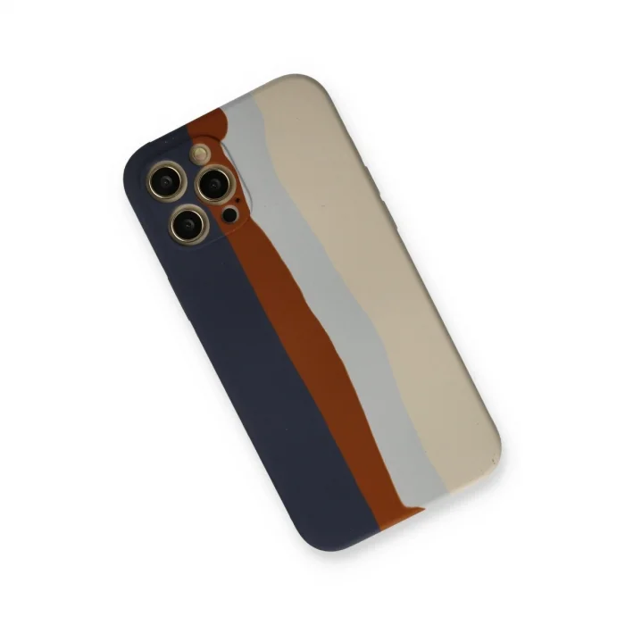 BUĞZ İphone 12 Pro Max Kılıf Ebruli Lansman Silikon - Lacivert-krem