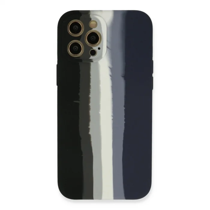 BUĞZ İphone 12 Pro Max Kılıf Ebruli Lansman Silikon - Siyah-lacivert