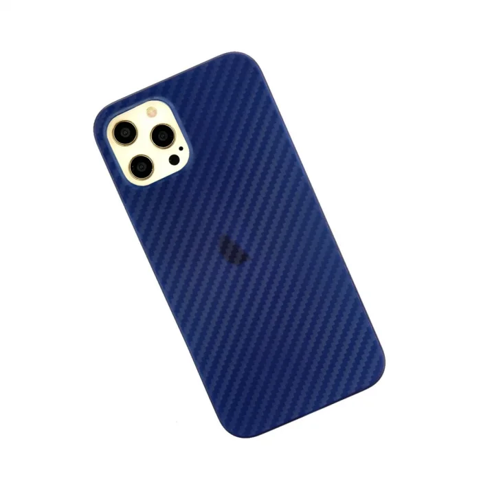 BUĞZ İphone 12 Pro Max Kılıf Karbon Pp Silikon - Mavi