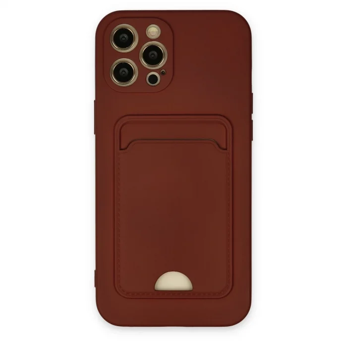 BUĞZ İphone 12 Pro Max Kılıf Kelvin Kartvizitli Silikon - Bordo