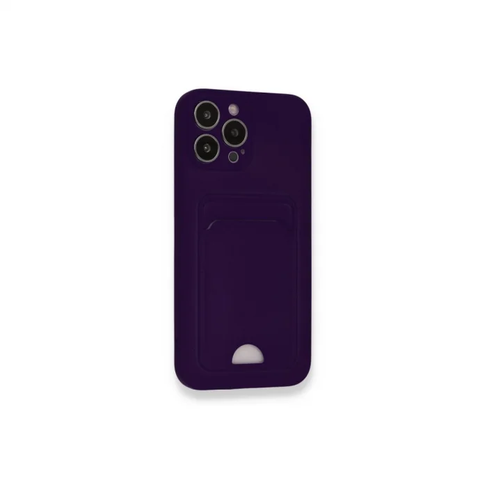 BUĞZ İphone 12 Pro Max Kılıf Kelvin Kartvizitli Silikon - Derin Mor
