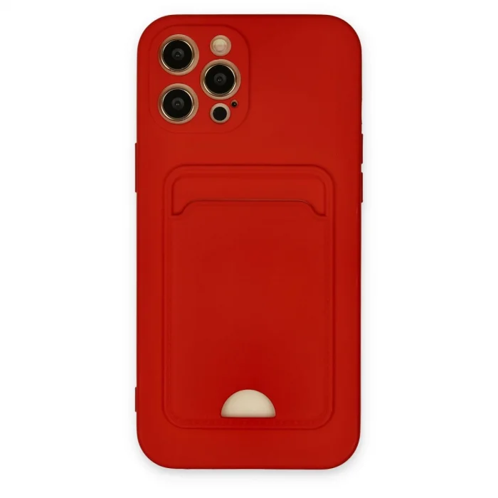 BUĞZ İphone 12 Pro Max Kılıf Kelvin Kartvizitli Silikon - Kırmızı