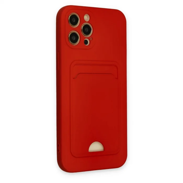 BUĞZ İphone 12 Pro Max Kılıf Kelvin Kartvizitli Silikon - Kırmızı