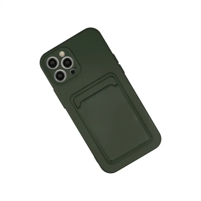 BUĞZ İphone 12 Pro Max Kılıf Kelvin Kartvizitli Silikon - Koyu Yeşil