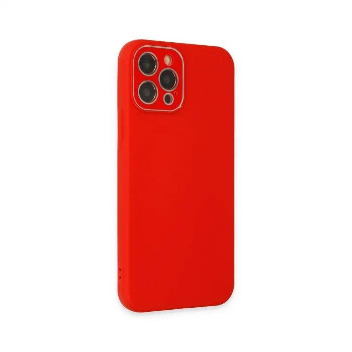 BUĞZ İphone 12 Pro Max Kılıf Lansman Glass Kapak - Kırmızı