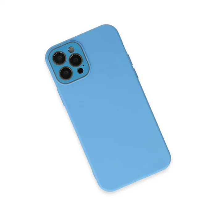 BUĞZ İphone 12 Pro Max Kılıf Lansman Glass Kapak - Mavi