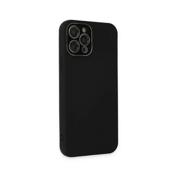 BUĞZ İphone 12 Pro Max Kılıf Lansman Glass Kapak - Siyah