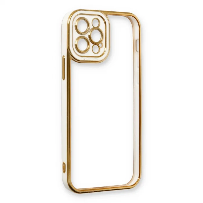 BUĞZ İphone 12 Pro Max Kılıf Liva Lens Silikon - Beyaz