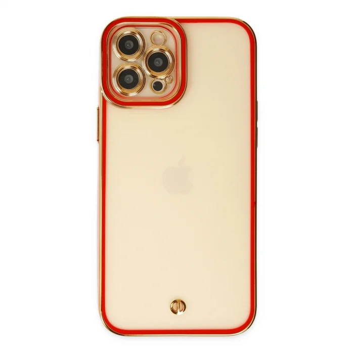 BUĞZ İphone 12 Pro Max Kılıf Liva Lens Silikon - Kırmızı