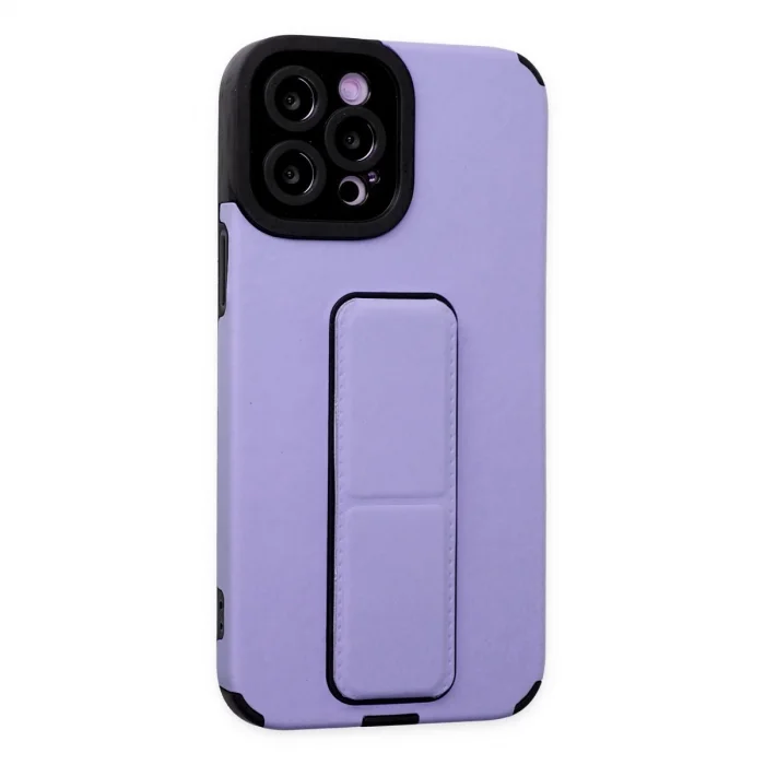 BUĞZ İphone 12 Pro Max Kılıf Mega Standlı Silikon - Lila