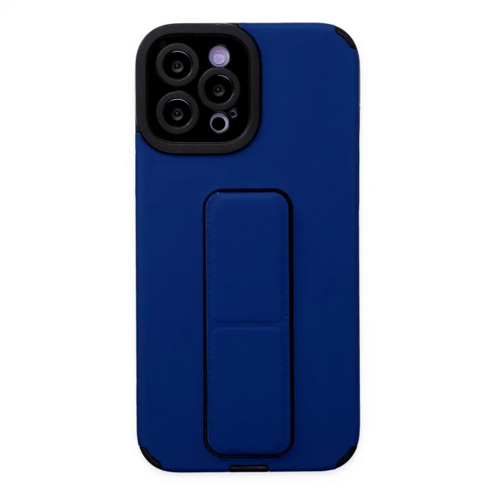 BUĞZ İphone 12 Pro Max Kılıf Mega Standlı Silikon - Mavi