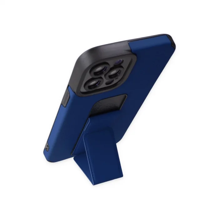 BUĞZ İphone 12 Pro Max Kılıf Mega Standlı Silikon - Mavi