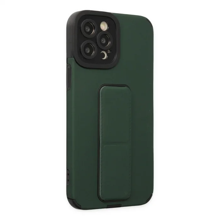 BUĞZ İphone 12 Pro Max Kılıf Mega Standlı Silikon - Yeşil