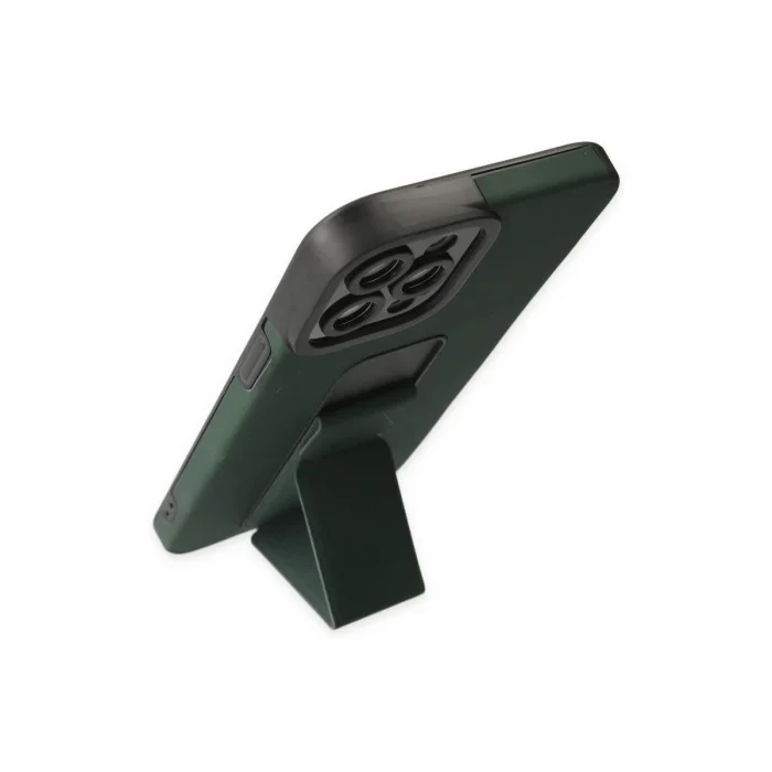 BUĞZ İphone 12 Pro Max Kılıf Mega Standlı Silikon - Yeşil