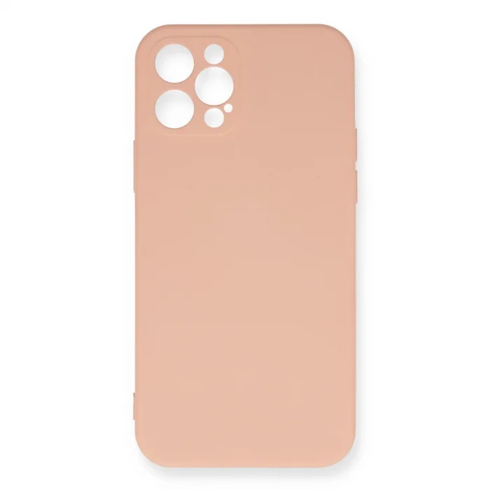 BUĞZ İphone 12 Pro Max Kılıf Nano İçi Kadife Silikon - Pudra