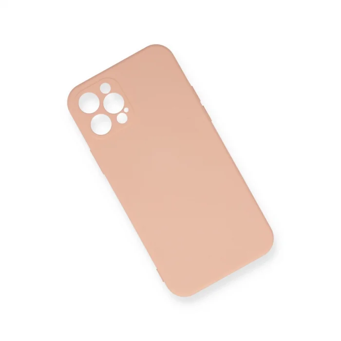 BUĞZ İphone 12 Pro Max Kılıf Nano İçi Kadife Silikon - Pudra