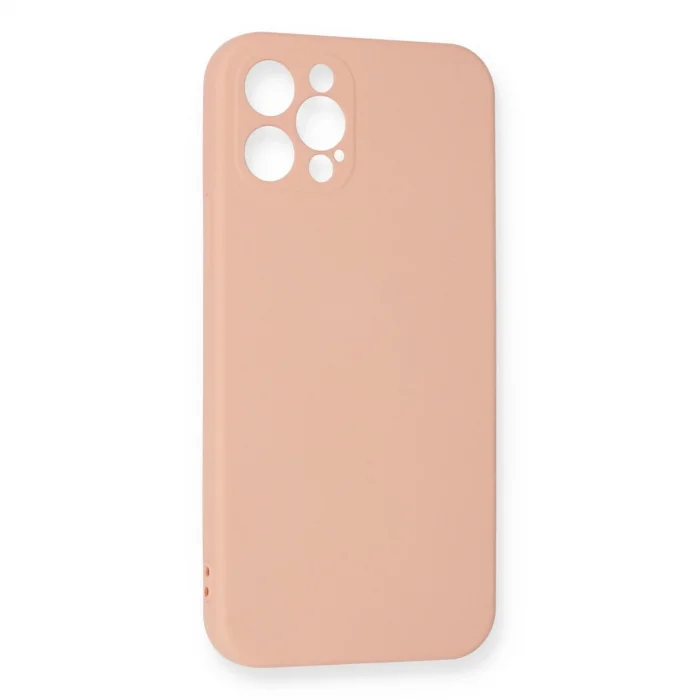 BUĞZ İphone 12 Pro Max Kılıf Nano İçi Kadife Silikon - Pudra