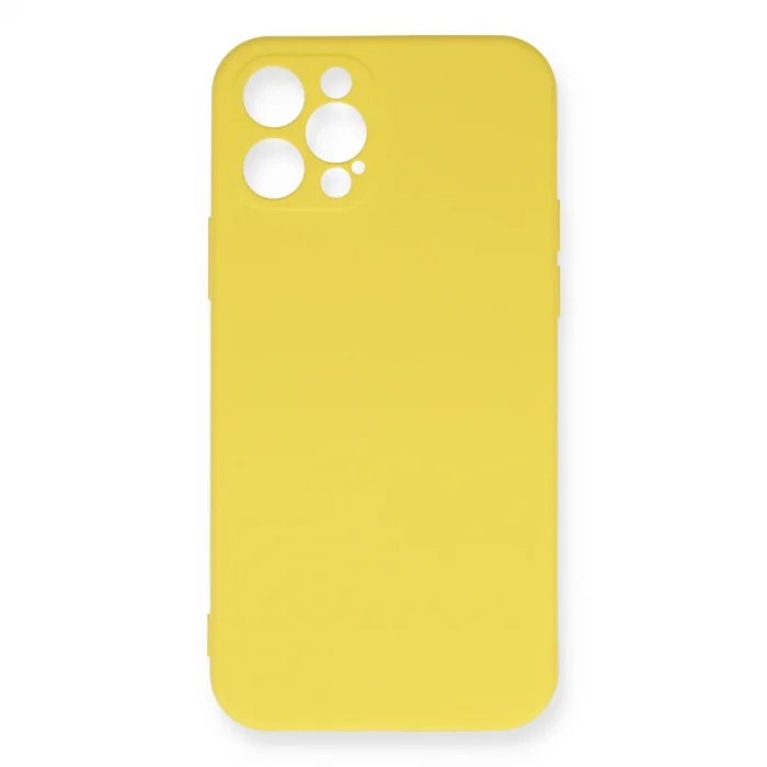 BUĞZ İphone 12 Pro Max Kılıf Nano İçi Kadife Silikon - Sarı