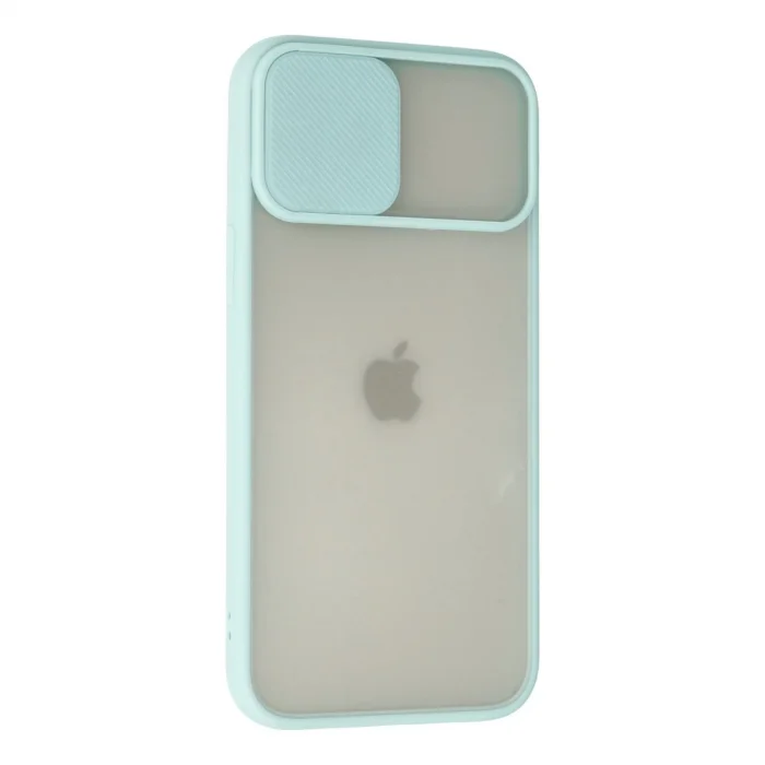 BUĞZ İphone 12 Pro Max Kılıf Palm Buzlu Kamera Sürgülü Silikon - Turkuaz