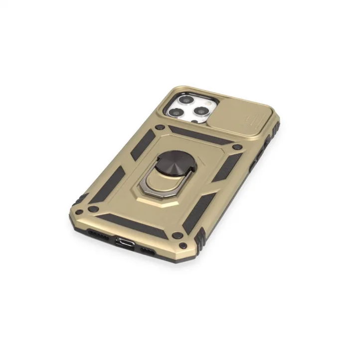 BUĞZ İphone 12 Pro Max Kılıf Pars Lens Yüzüklü Silikon - Gold