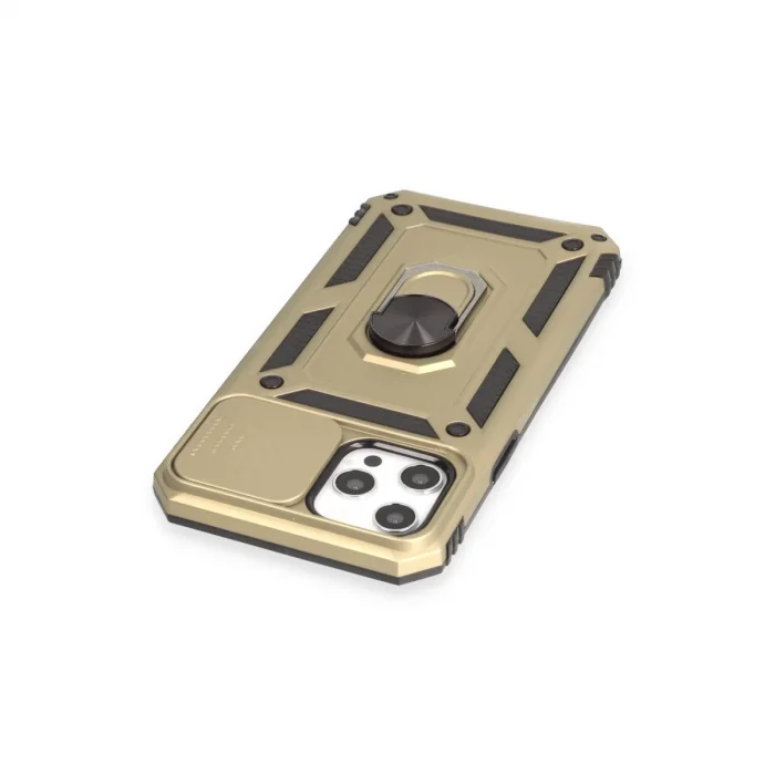 BUĞZ İphone 12 Pro Max Kılıf Pars Lens Yüzüklü Silikon - Gold