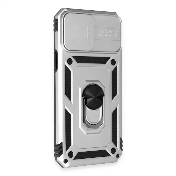 BUĞZ İphone 12 Pro Max Kılıf Pars Lens Yüzüklü Silikon - Gümüş