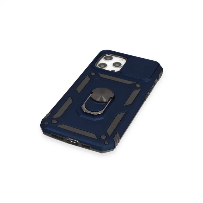 BUĞZ İphone 12 Pro Max Kılıf Pars Lens Yüzüklü Silikon - Lacivert