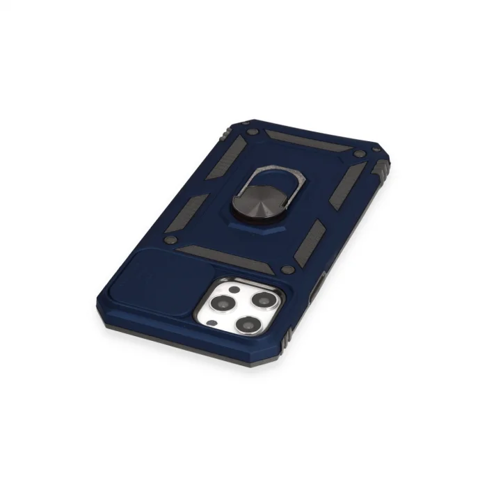 BUĞZ İphone 12 Pro Max Kılıf Pars Lens Yüzüklü Silikon - Lacivert