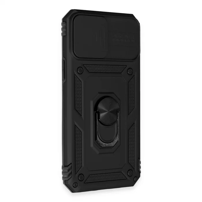 BUĞZ İphone 12 Pro Max Kılıf Pars Lens Yüzüklü Silikon - Siyah