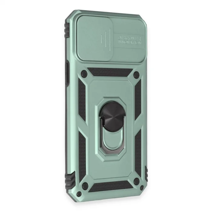 BUĞZ İphone 12 Pro Max Kılıf Pars Lens Yüzüklü Silikon - Yeşil