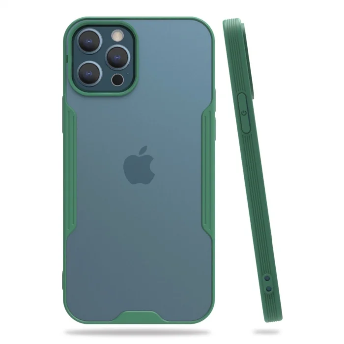 BUĞZ İphone 12 Pro Max Kılıf Platin Silikon - Yeşil