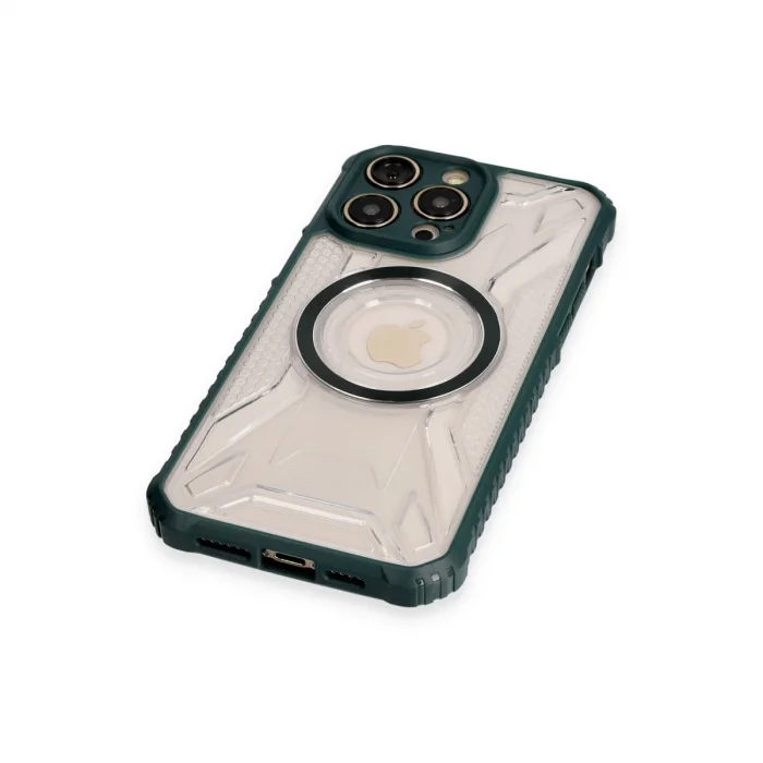 BUĞZ İphone 12 Pro Max Kılıf Prag Magneticsafe Kapak - Koyu Yeşil