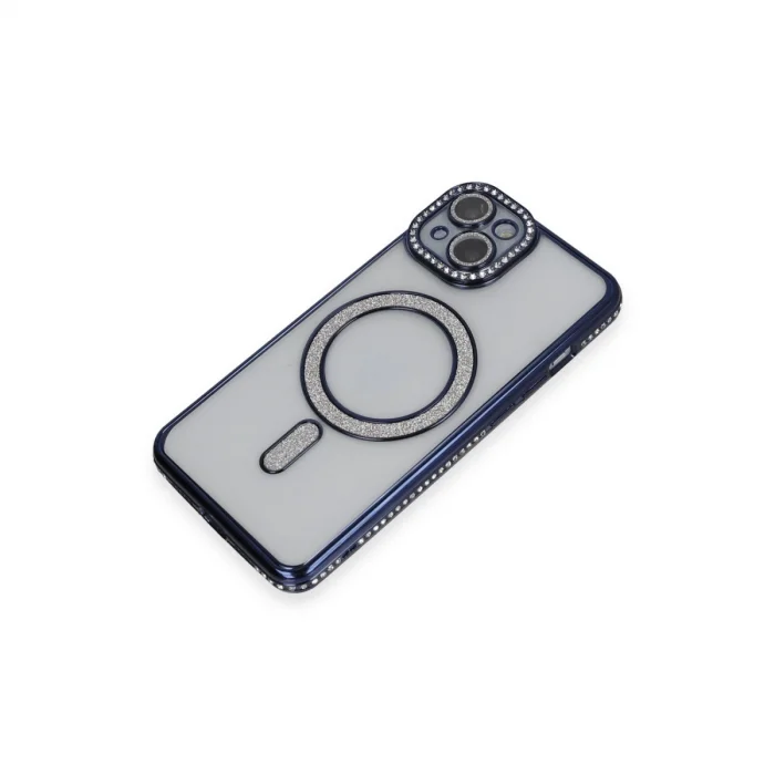 BUĞZ İphone 13 Kılıf Joke Simli Magneticsafe Kılıf - Lacivert