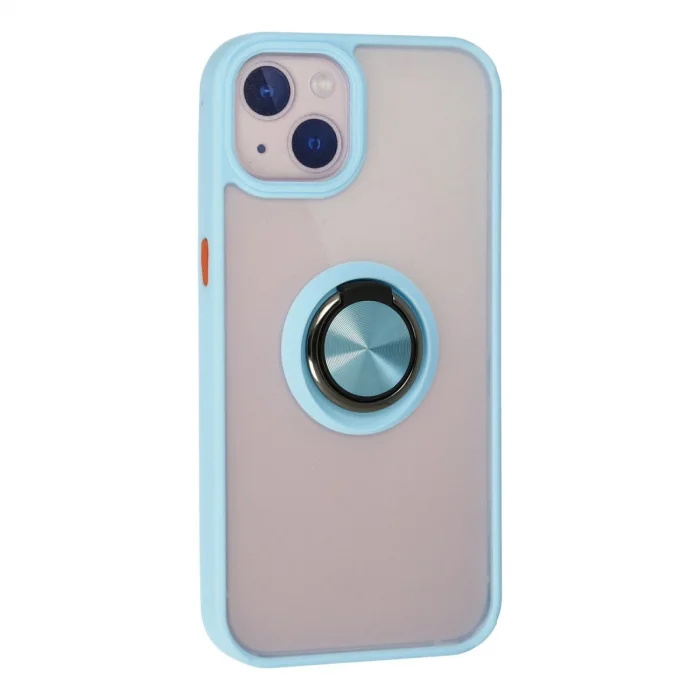 BUĞZ İphone 13 Kılıf Montreal Yüzüklü Silikon Kapak - Buz Mavi