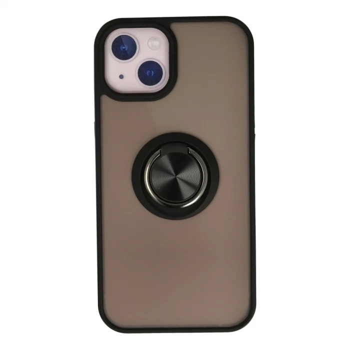 BUĞZ İphone 13 Kılıf Montreal Yüzüklü Silikon Kapak - Siyah