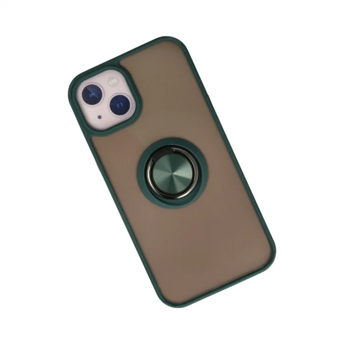 BUĞZ İphone 13 Kılıf Montreal Yüzüklü Silikon Kapak - Yeşil